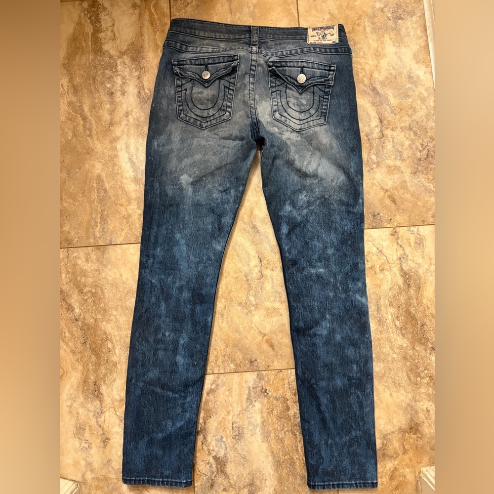 True Religion Skinny Jeans Flap Pockets All Over In Indigo Camo Women’s 31